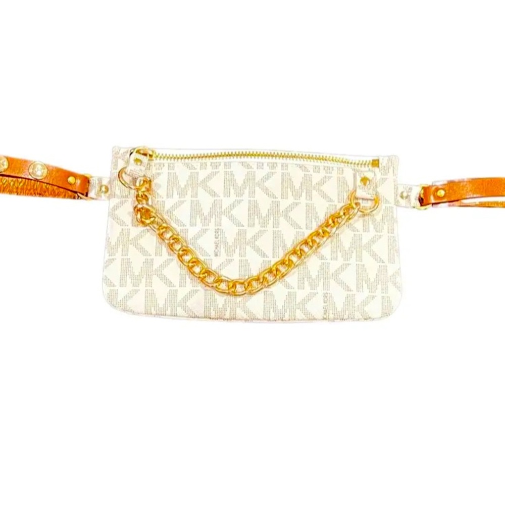 MICHAEL KORS MK Signature Fanny Pack Belt Bag Snaps
Chain 554131C NWT